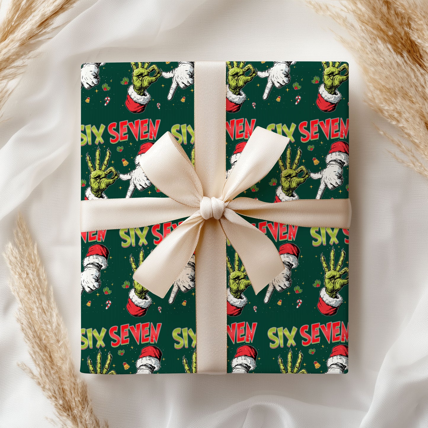 Viral 67 Grinch Hand Six Seven Wrapping Paper