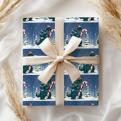 Godzilla Christmas Wrapping Paper Sheet