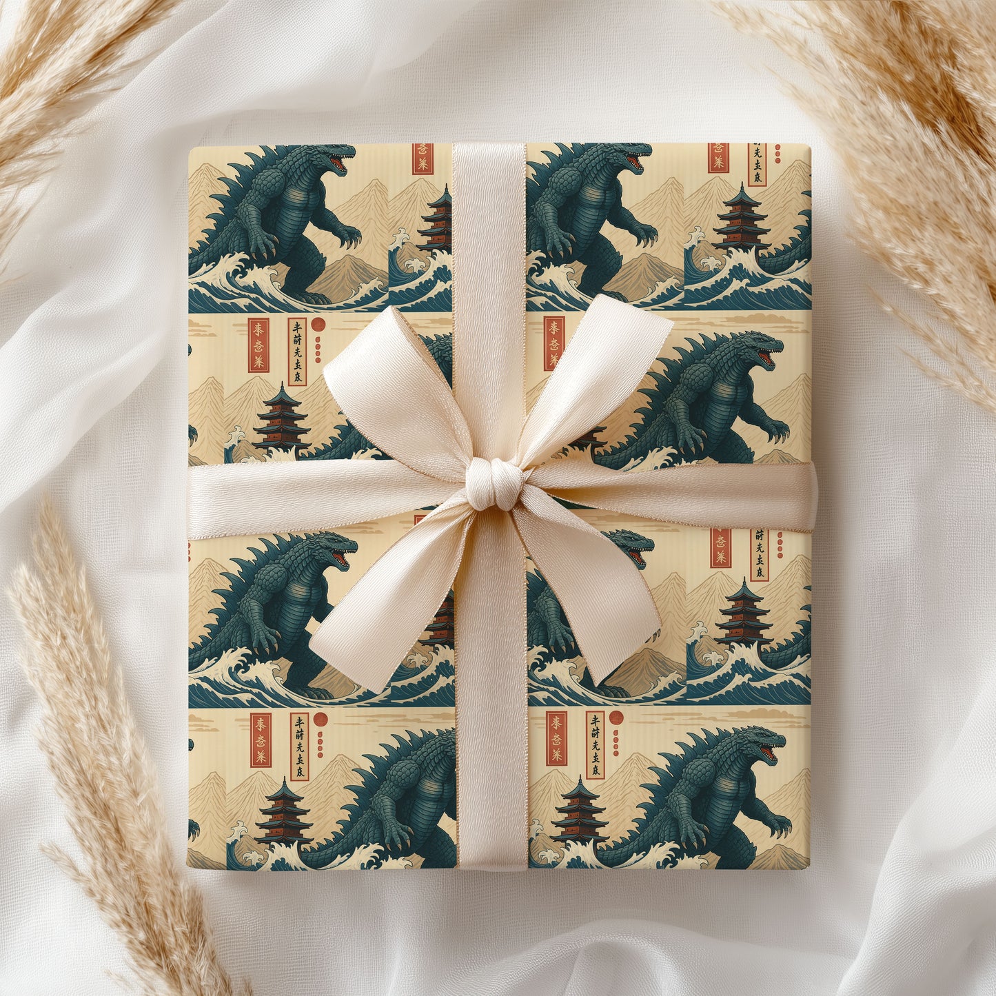 Christmas Godzilla Wrapping Paper