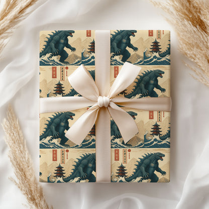 Christmas Godzilla Wrapping Paper