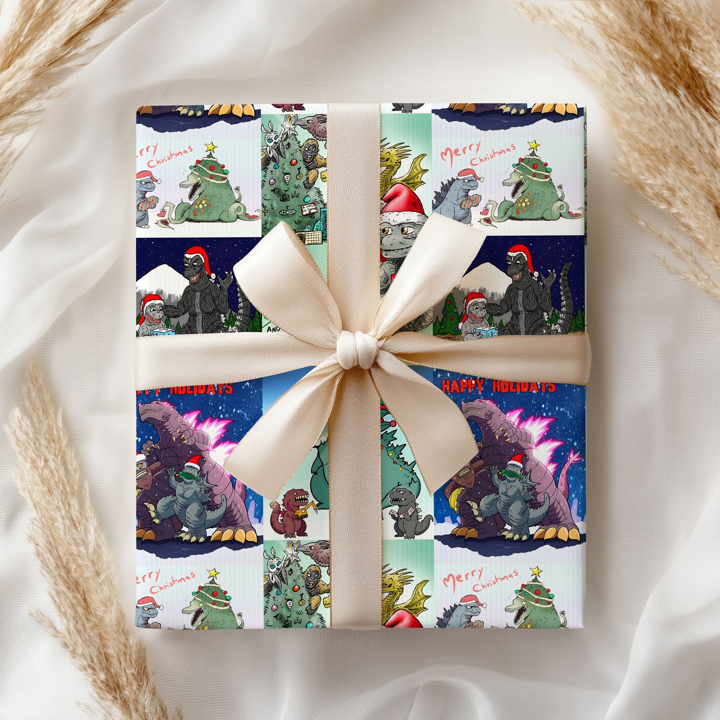Godzilla Christmas Wrapping Paper Gift