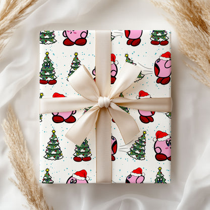 Kirby Nintendo Wrapping Paper, Cute Pink Gamer Gift Wrap