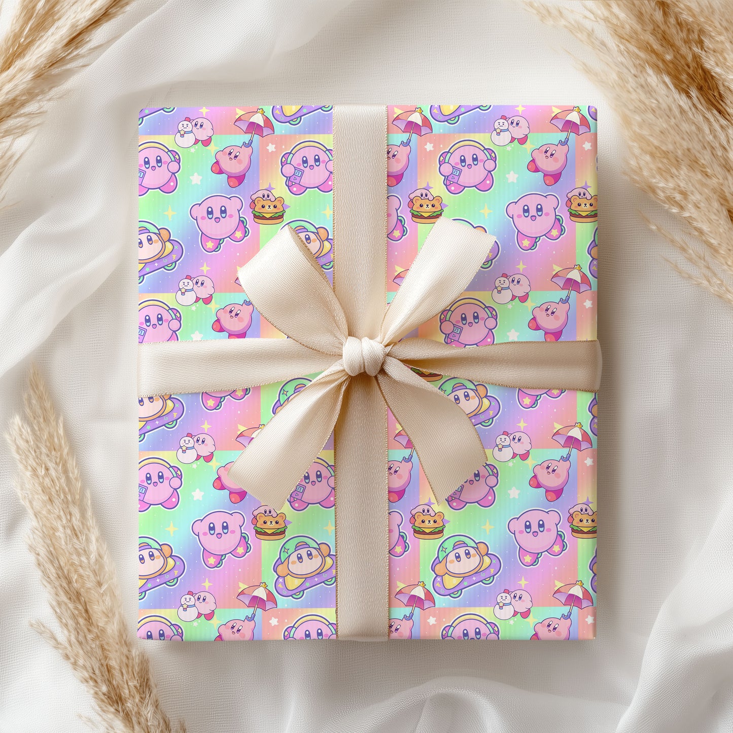 Kirby Star Wrapping Paper, Cute Holiday Gift Wrap