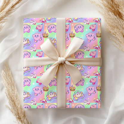 Kirby Star Wrapping Paper, Cute Holiday Gift Wrap