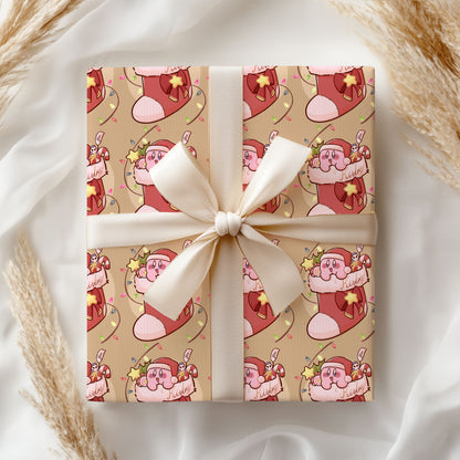 Kirby and Friends Wrapping Paper, Cute Holiday Wrap