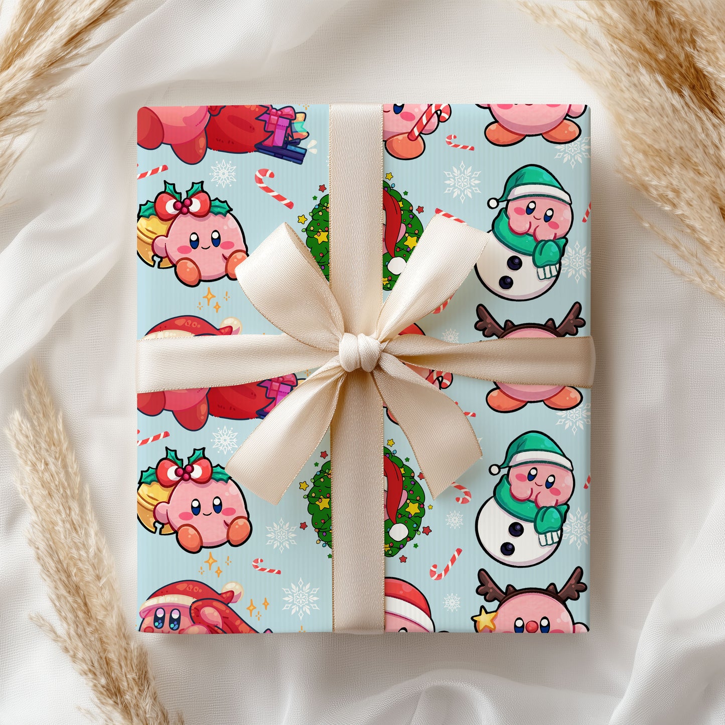 Cute Kirby Wrapping Paper, Fun Christmas Gift Wrap