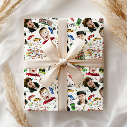 Christmas Movies Friends Wrap Gifts, Home Alone Wet Bandits Art Board Wrapping Paper