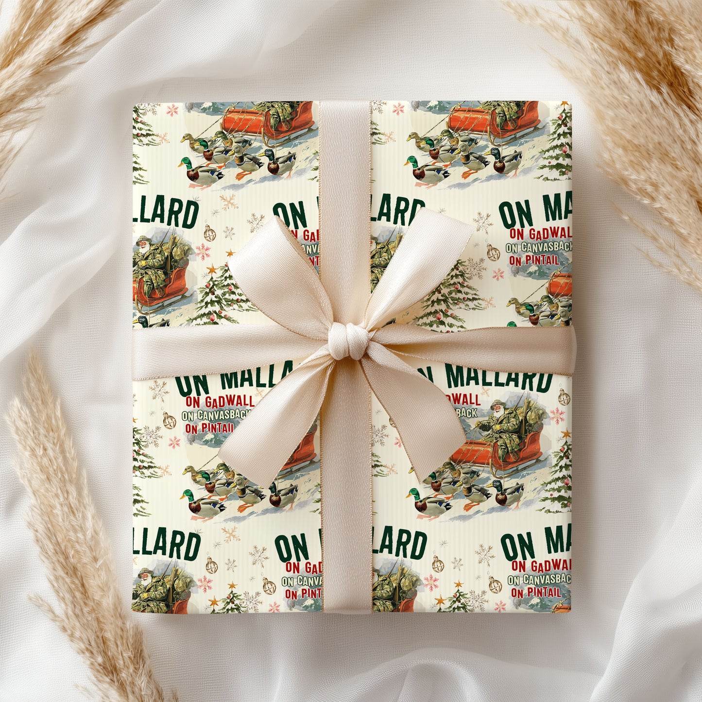 On Mallard Santa Christmas Wrapping Paper
