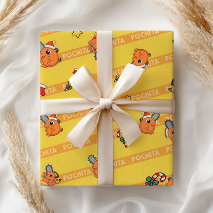 Pochita Christmas Wrapping Paper