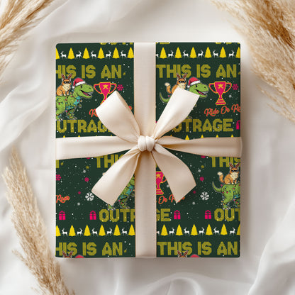 Dinosaurs Cat Wrapping Paper