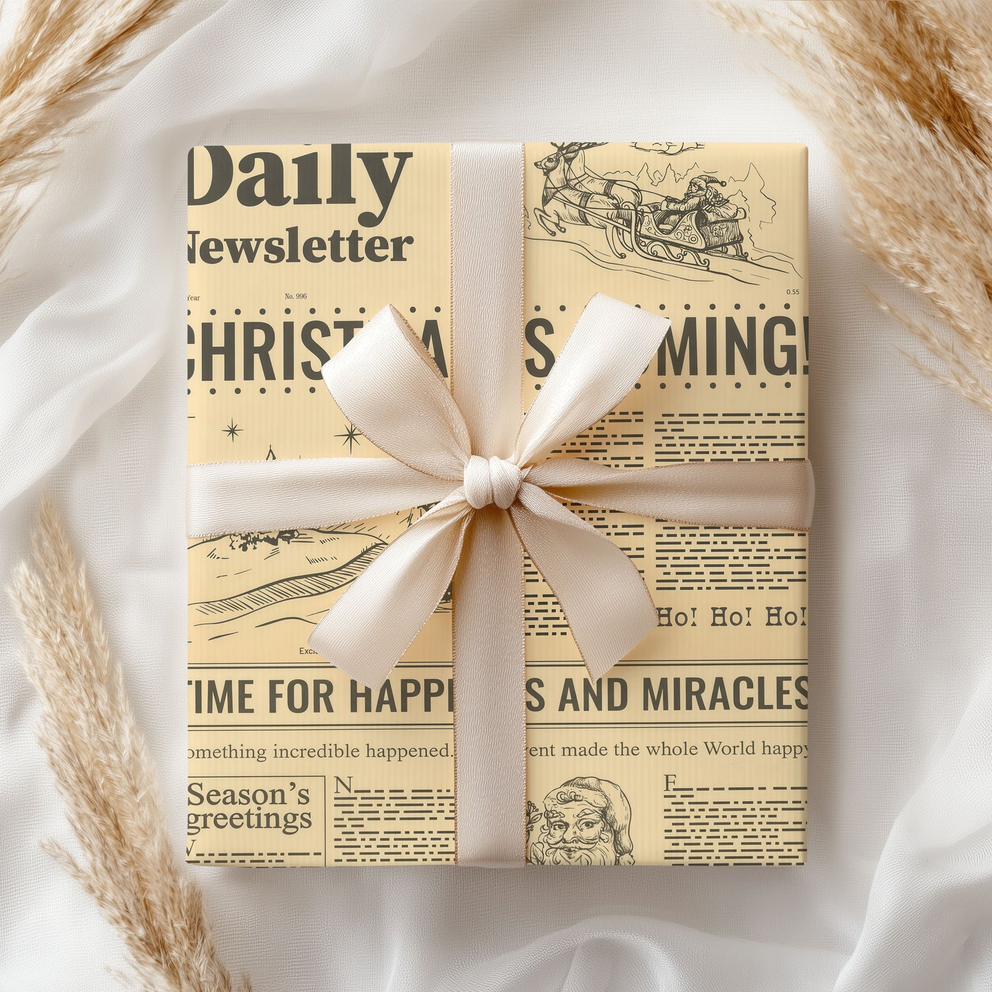 Christmas Is Coming Newspaper Wrapping Paper