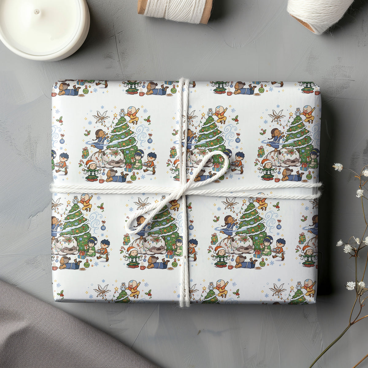 Avatar the Last Airbender Appa & Momo Wrapping Paper - Christmas Tree