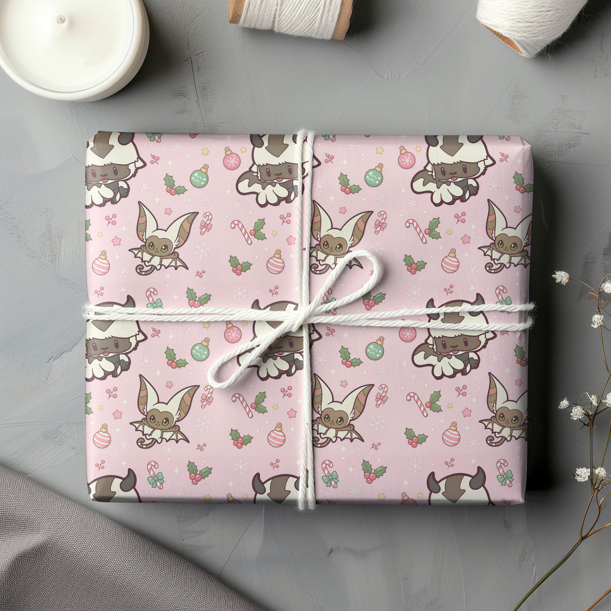 Avatar the Last Airbender Appa & Momo Wrapping Paper - Pink