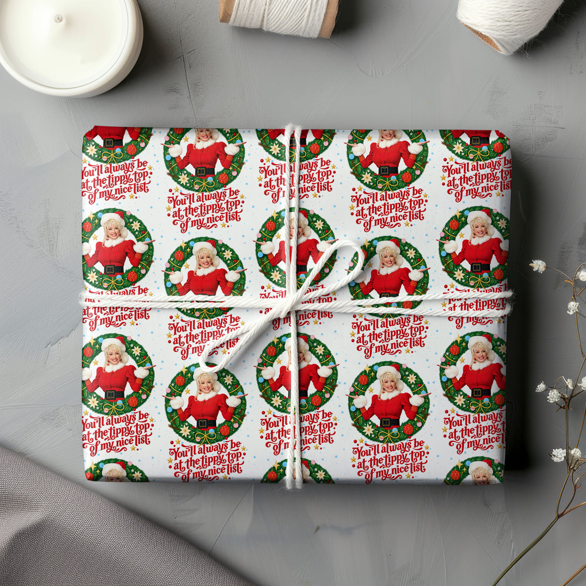 Nice List Dolly Parton Wrapping Paper – Christmas Gift Wrap for Fans
