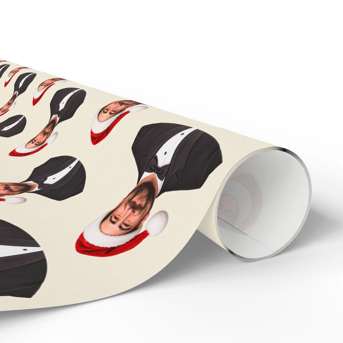 Cream Santa Hat Tuxedo Portraits Noah Kahan Christmas Wrapping Paper – Stick Season Gift Wrap