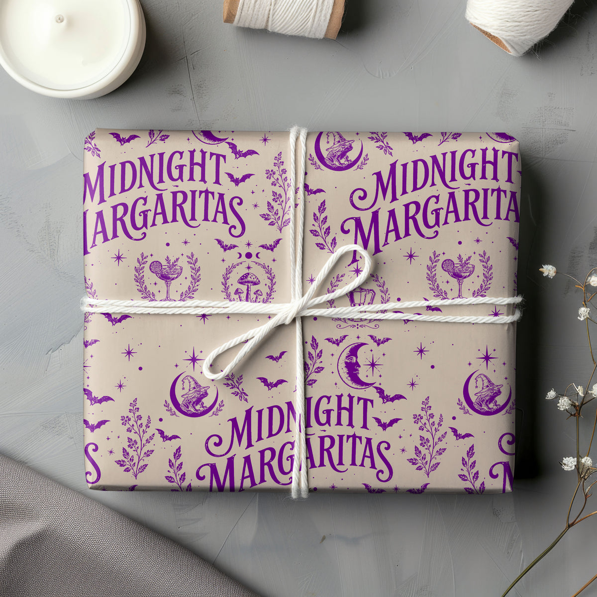 Midnight Margaritas Beige Practical Magic Wrapping Paper – Gift Wrap for Fans