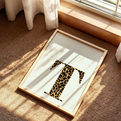 Letter T Leopard Initial Poster