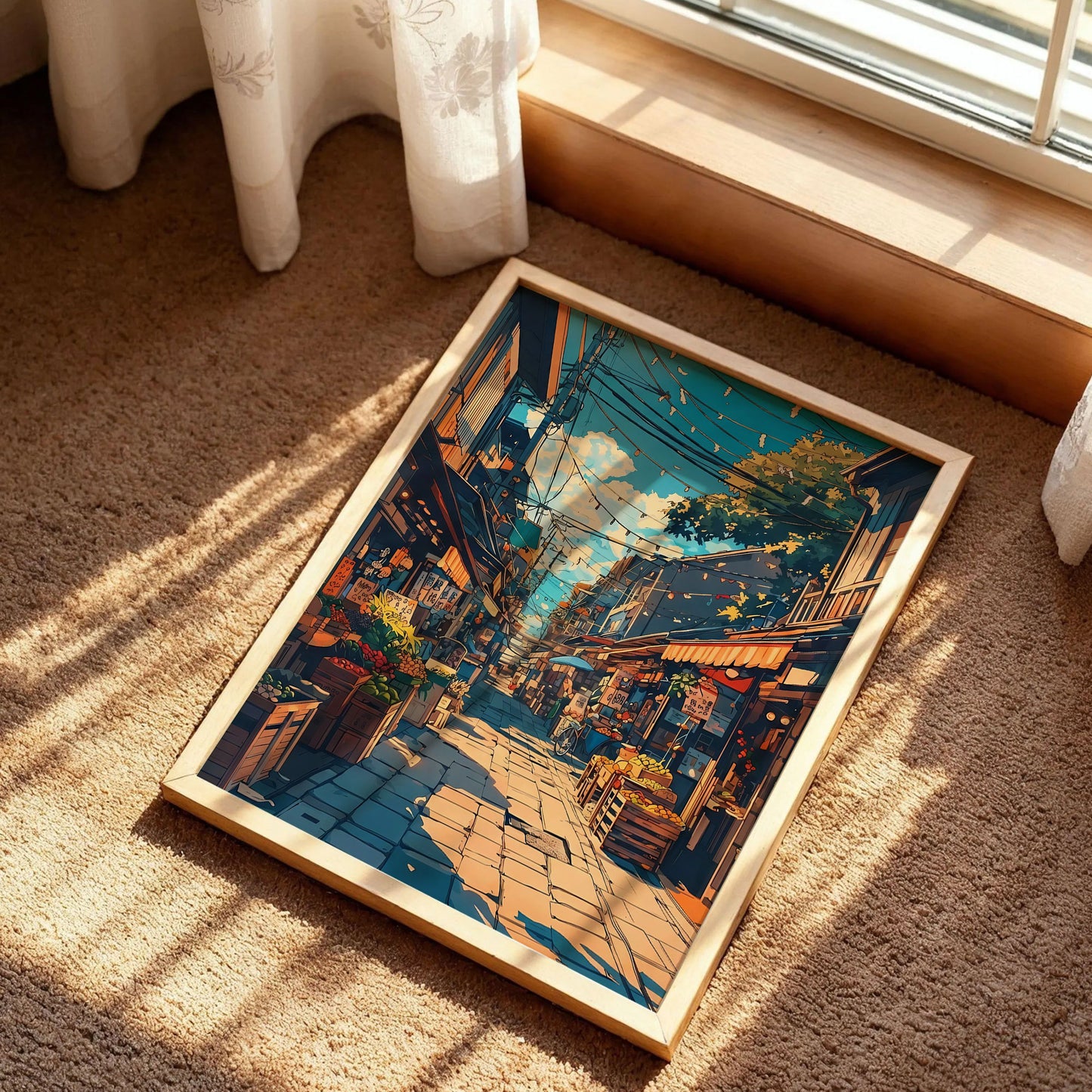 Japanese Morning Market Street Poster
