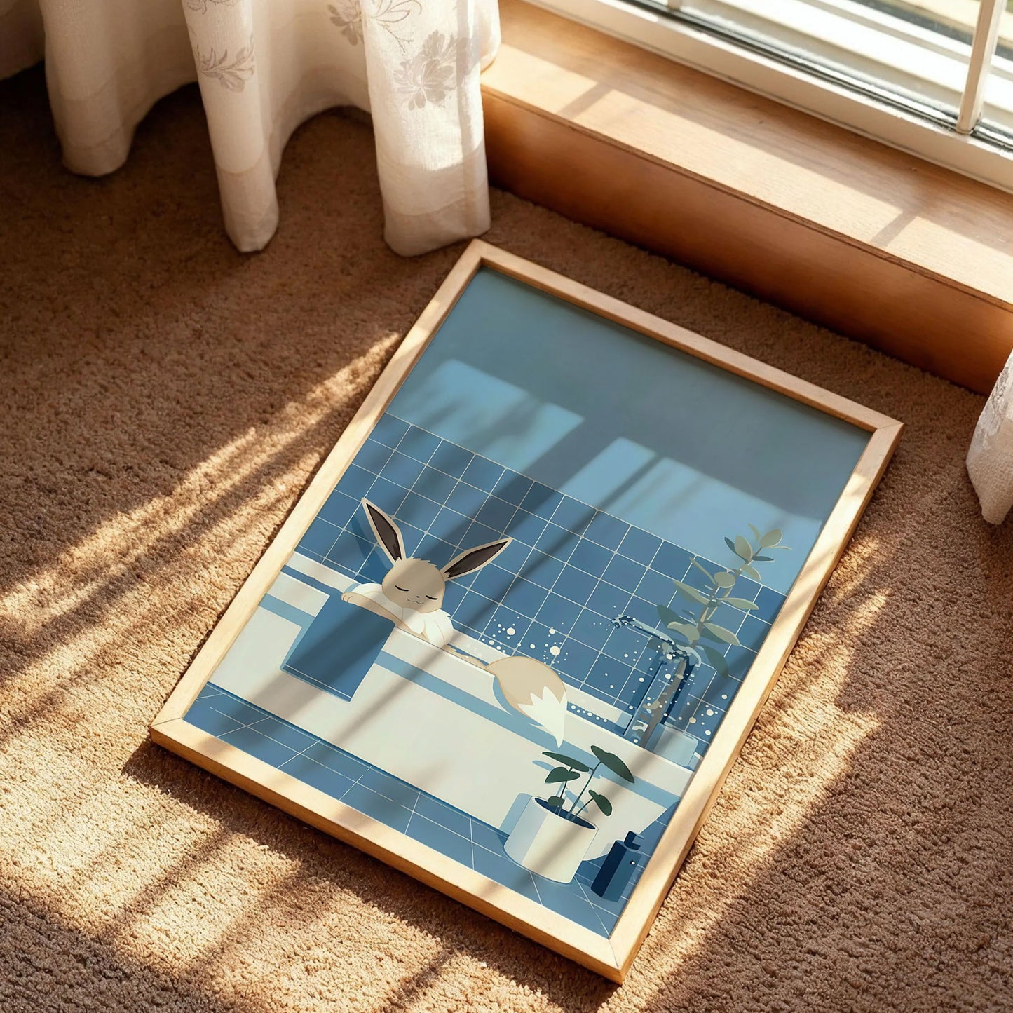 Eevee Relaxing in a Bathtub Poster