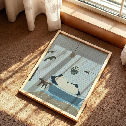 Snorlax Bath Time Art Print