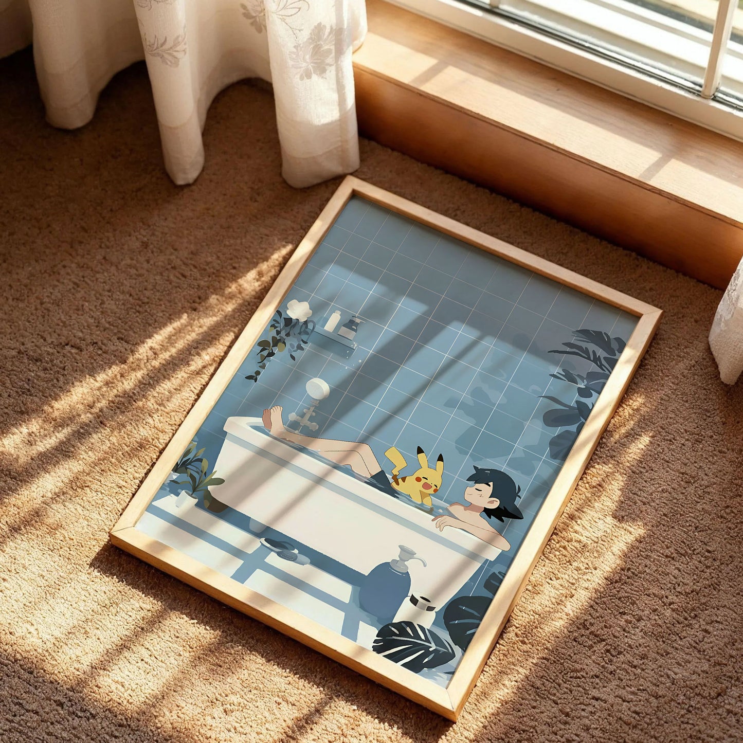 Pikachu Bath Time Poster