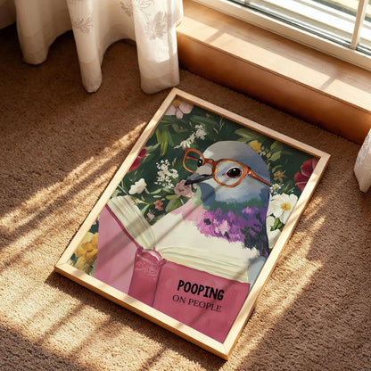 Humorous Pigeon Reading Book Art Print