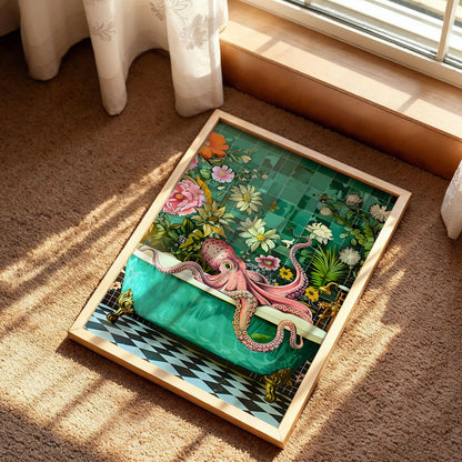 Octopus in the Bathtub Poster