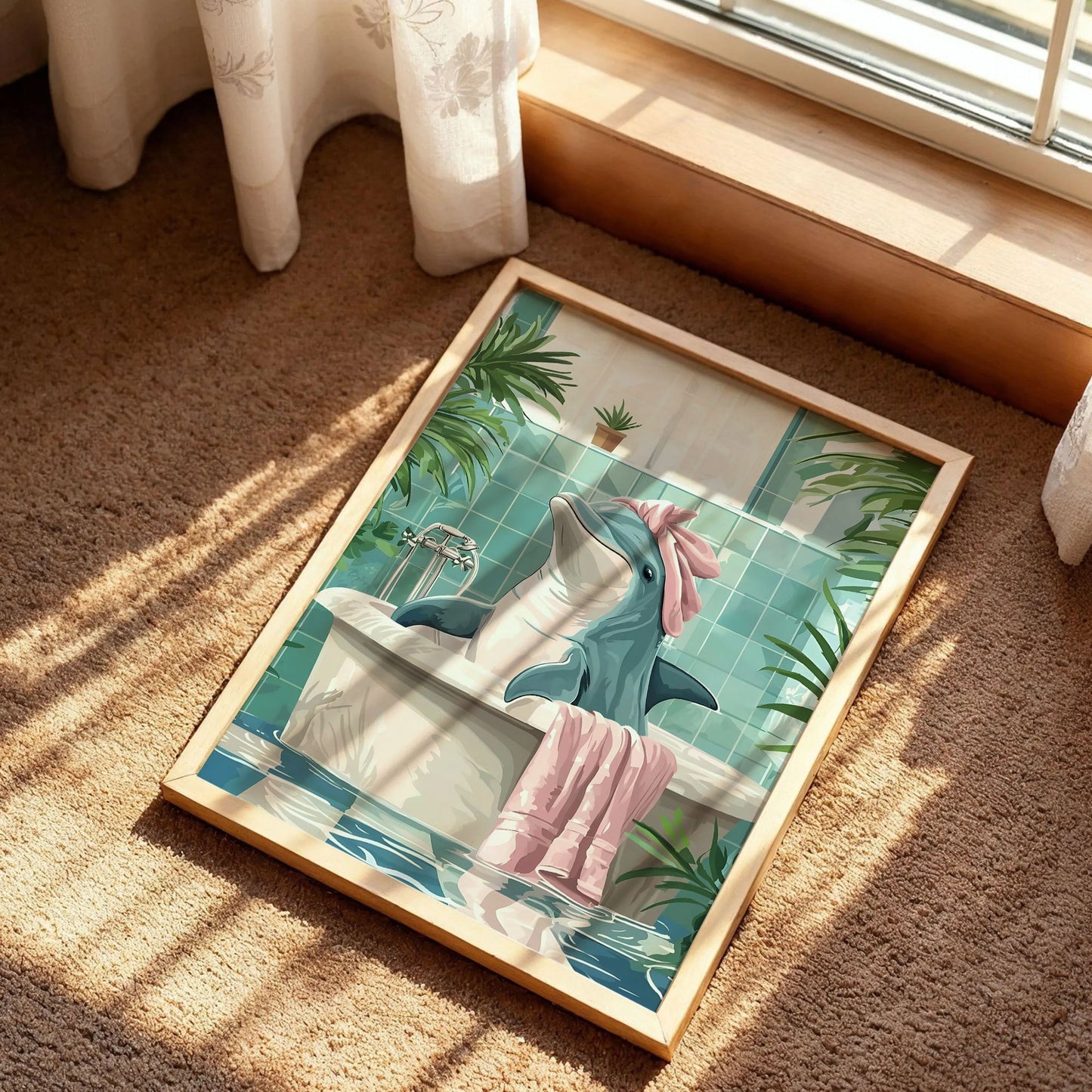 Dolphin in the Bathtub Wall Art Print