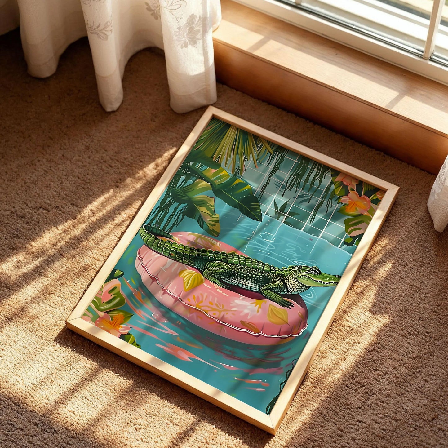 Alligator on a Pool Float Print