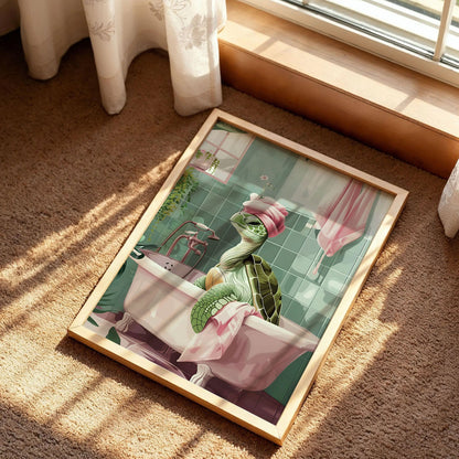 Turtle in The Bathtub Bathroom Art