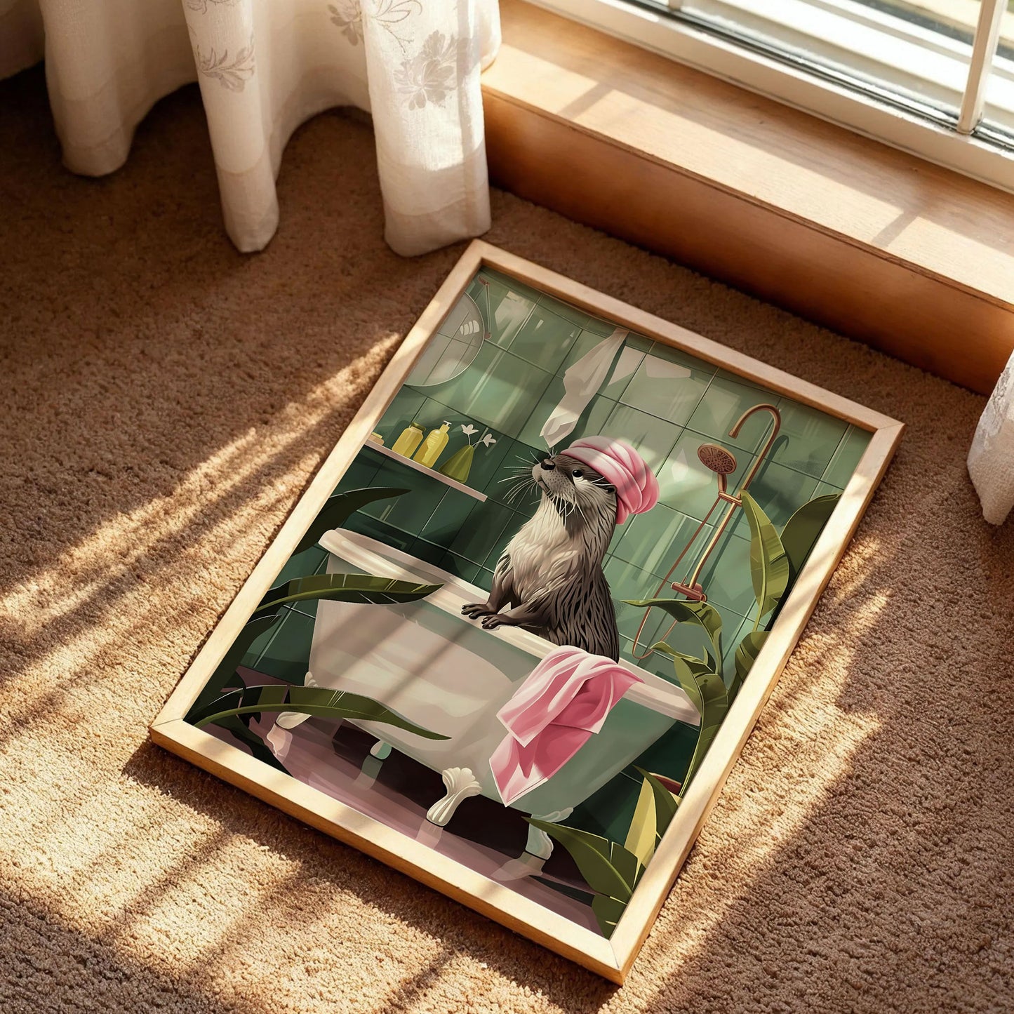Otter in The Bathtub Bathroom Print