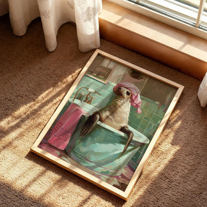 Sea Lion in Bathtub Bathroom Print