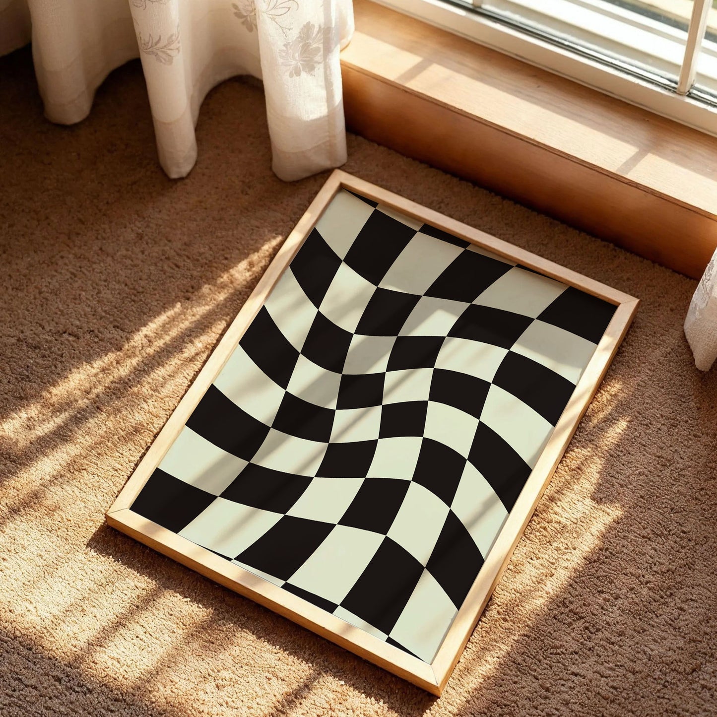 Black and Cream Checkered Art Print