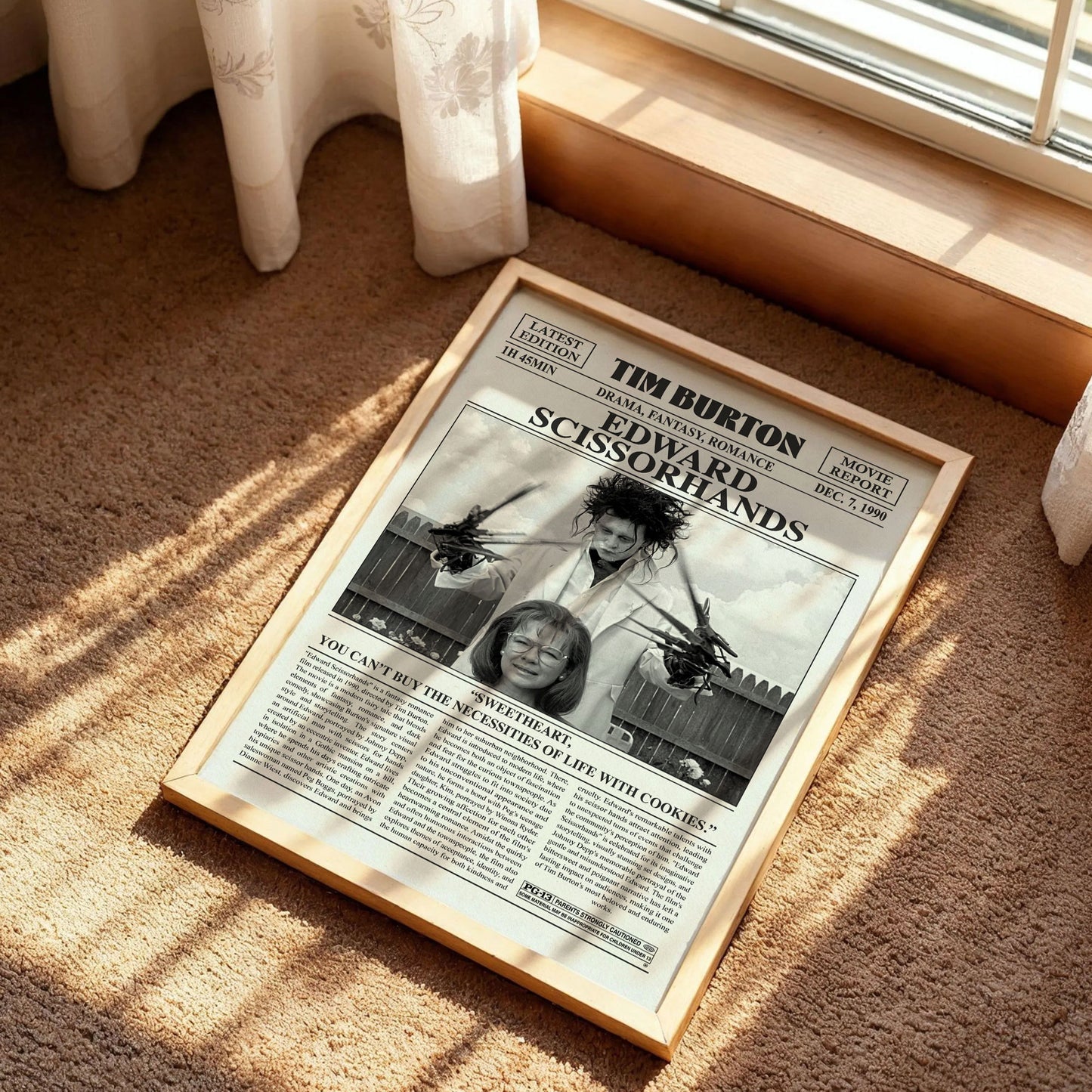 Edward Scissorhands Newspaper Movie Poster