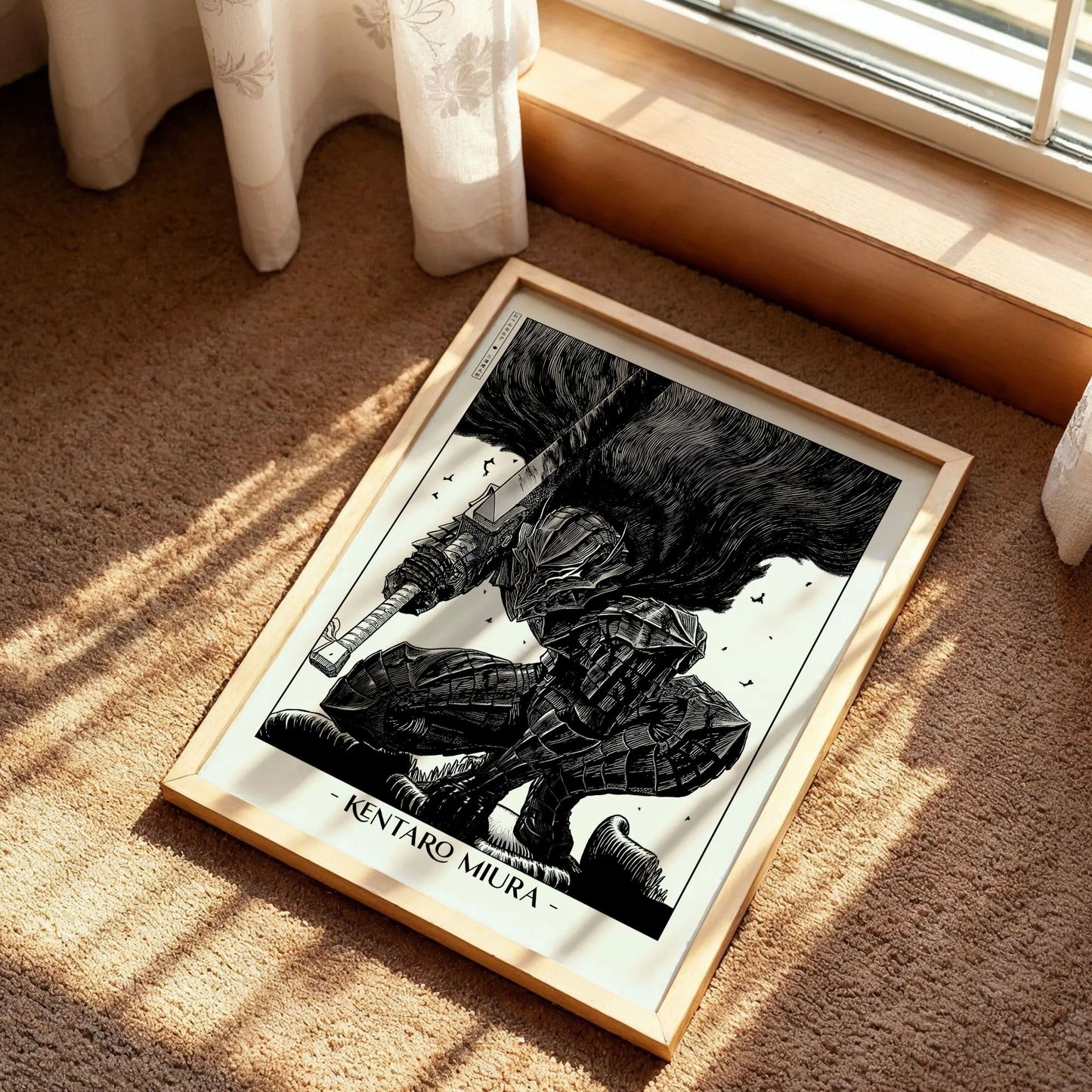 Berserk Guts Armor Black & White Metal Poster