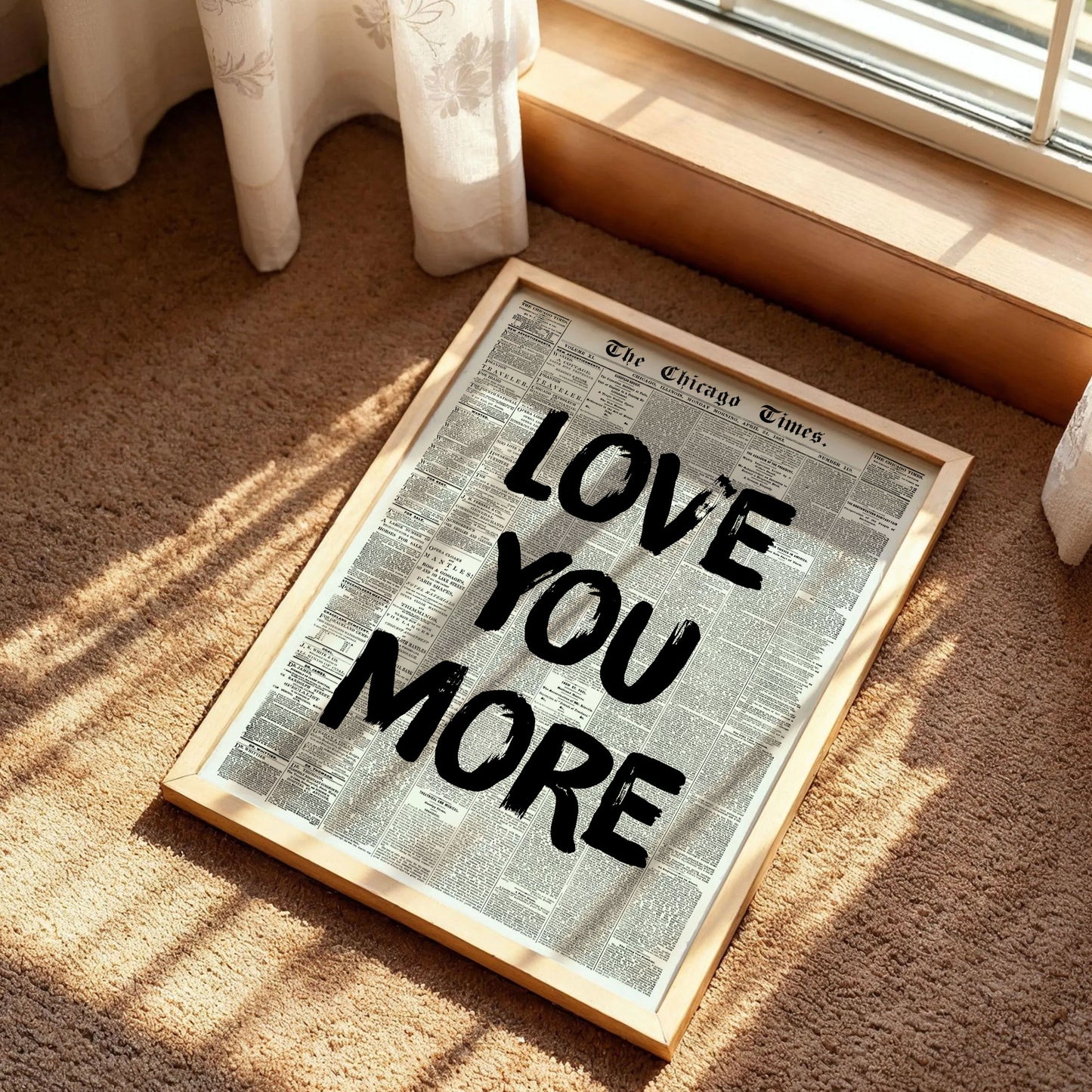 Love You More Newspaper Print Art
