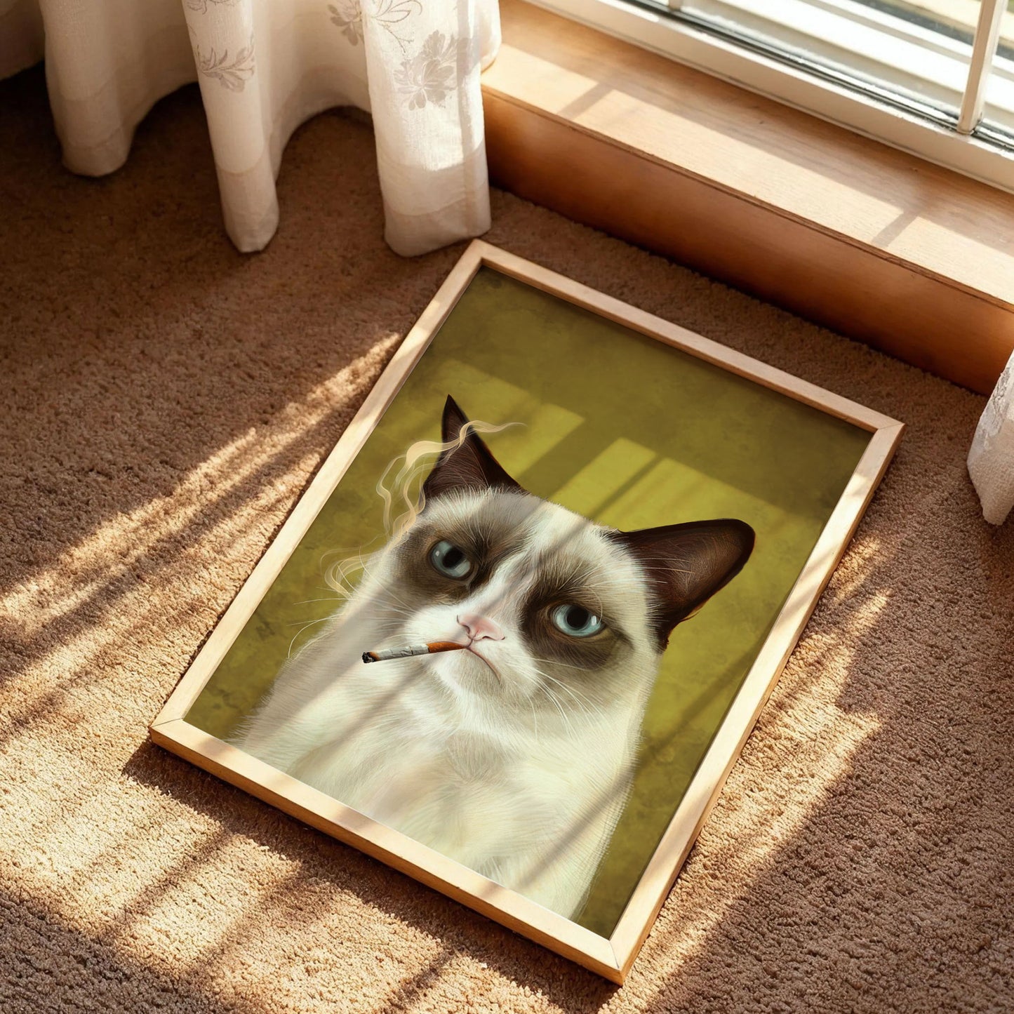 Cat Smoking A Cigar Art Print