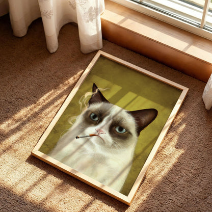 Cat Smoking A Cigar Art Print