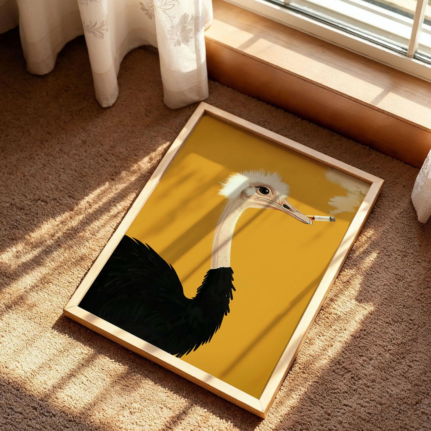 Ostrich Smorking Art Print