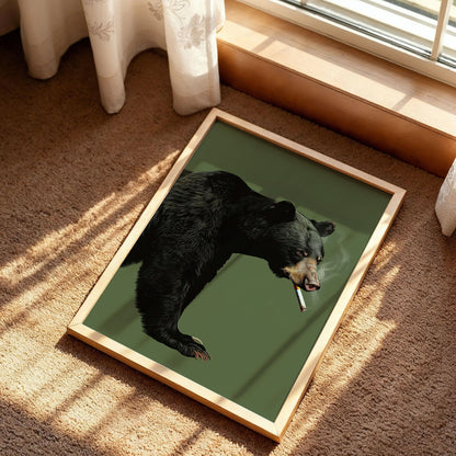 Funny Bear with Cigarette Poster