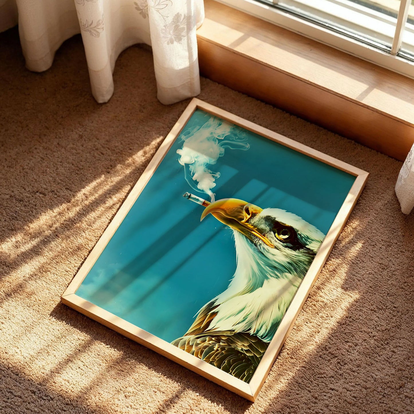Smoking Eagle With Cigarette Poster