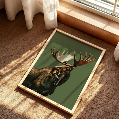 Funny Moose Smoking Poster