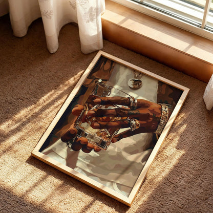 Whiskey Glass with Hand and Jewelry Poster