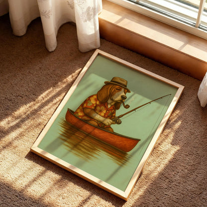 Basset Hound Fishing Art Print