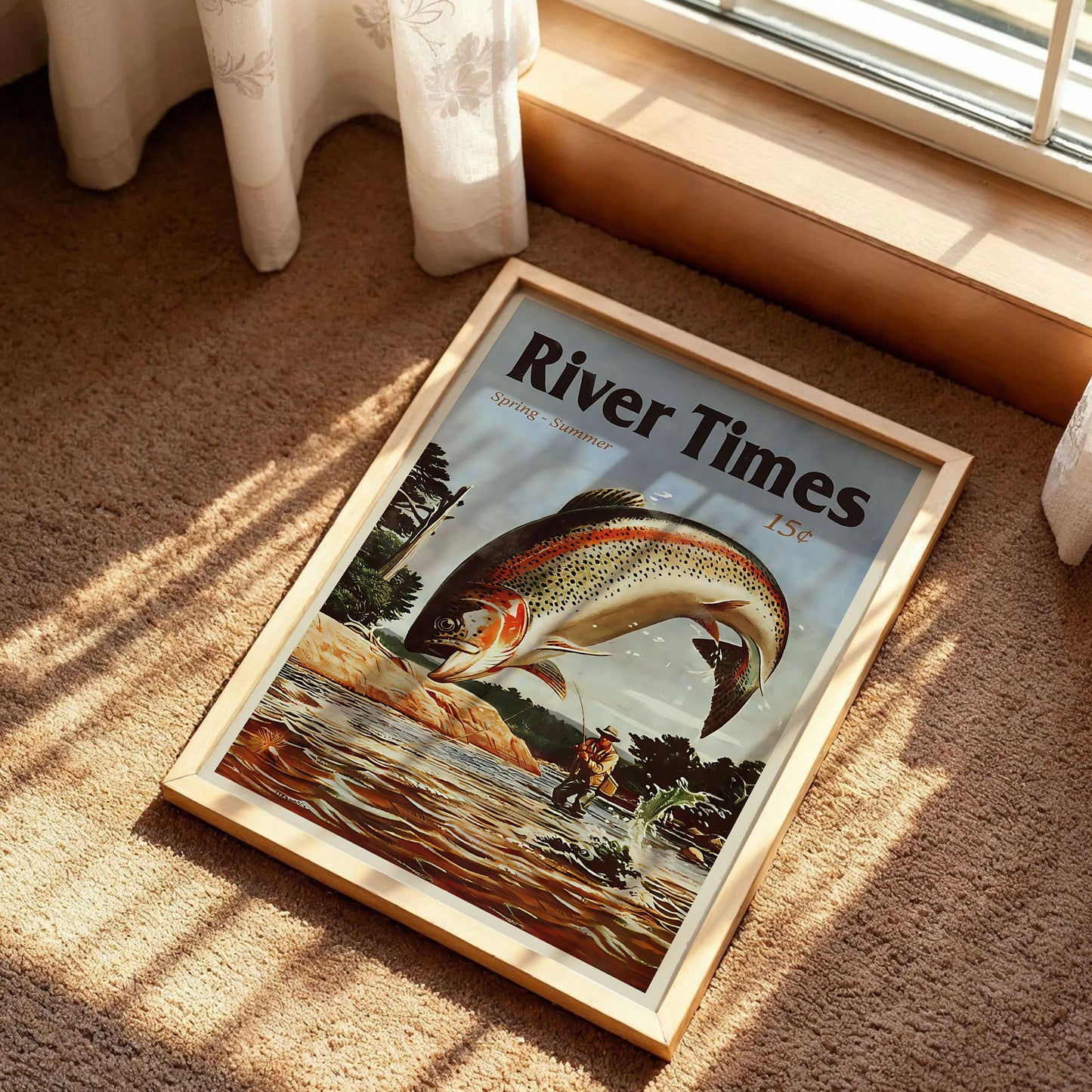 Retro River Fishing Print