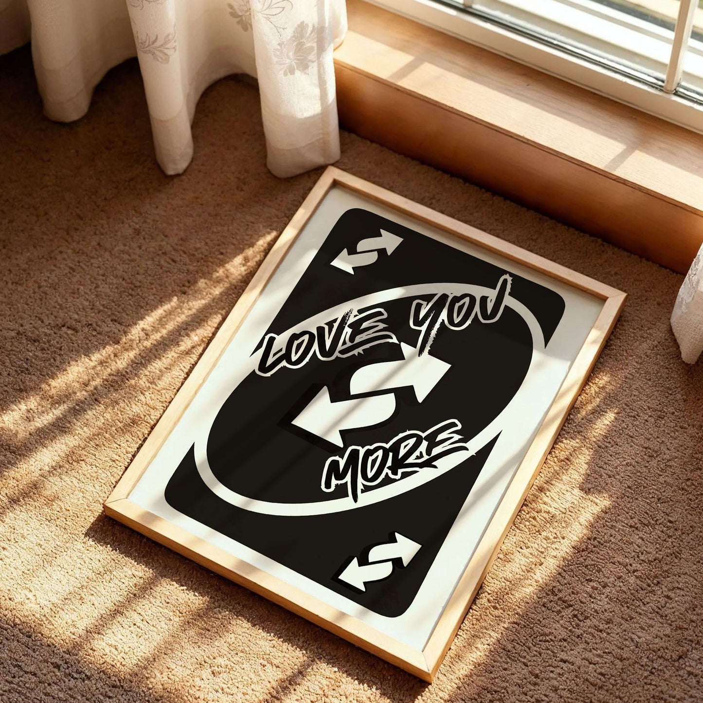 Love You More Uno Black Playing Card Poster
