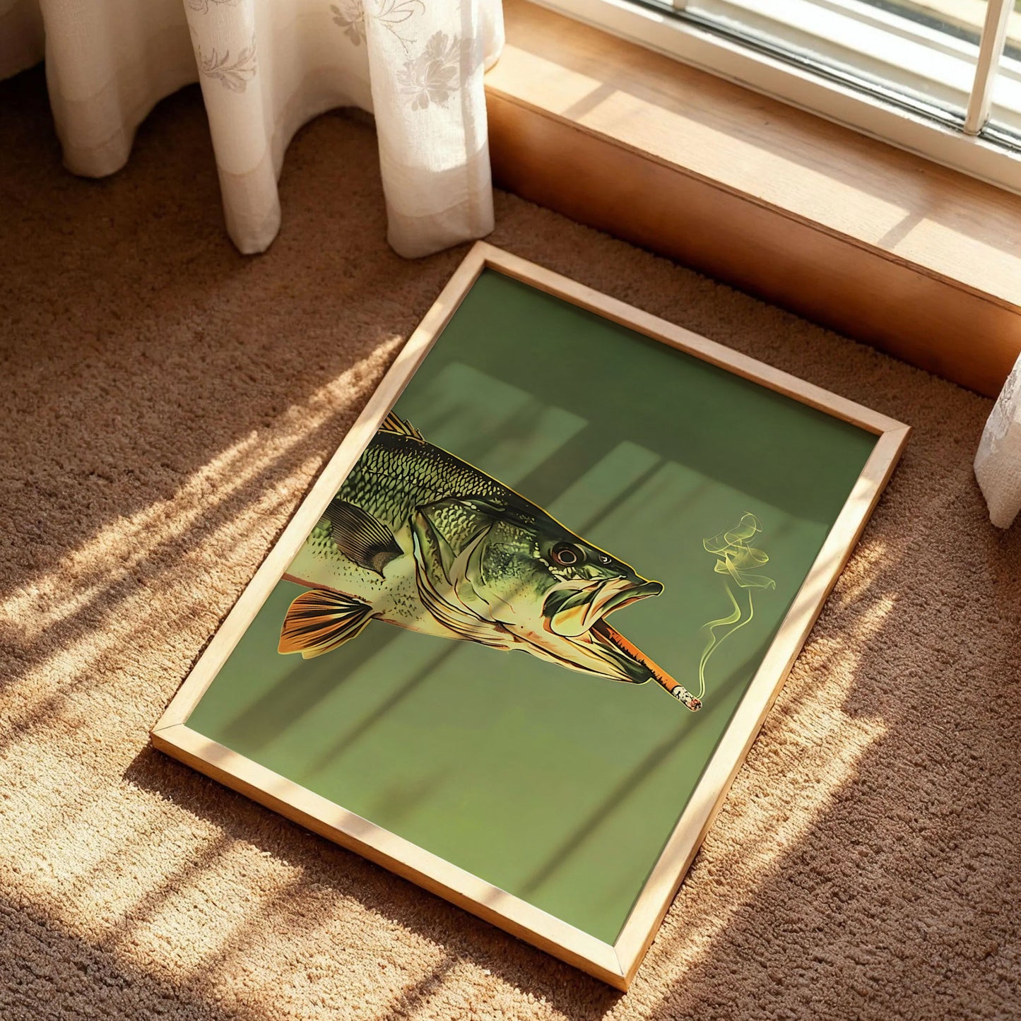 Smoking Largemouth Bass Wall Art