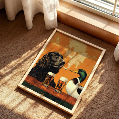 Vintage Springer Spaniel And A Mallard Poster