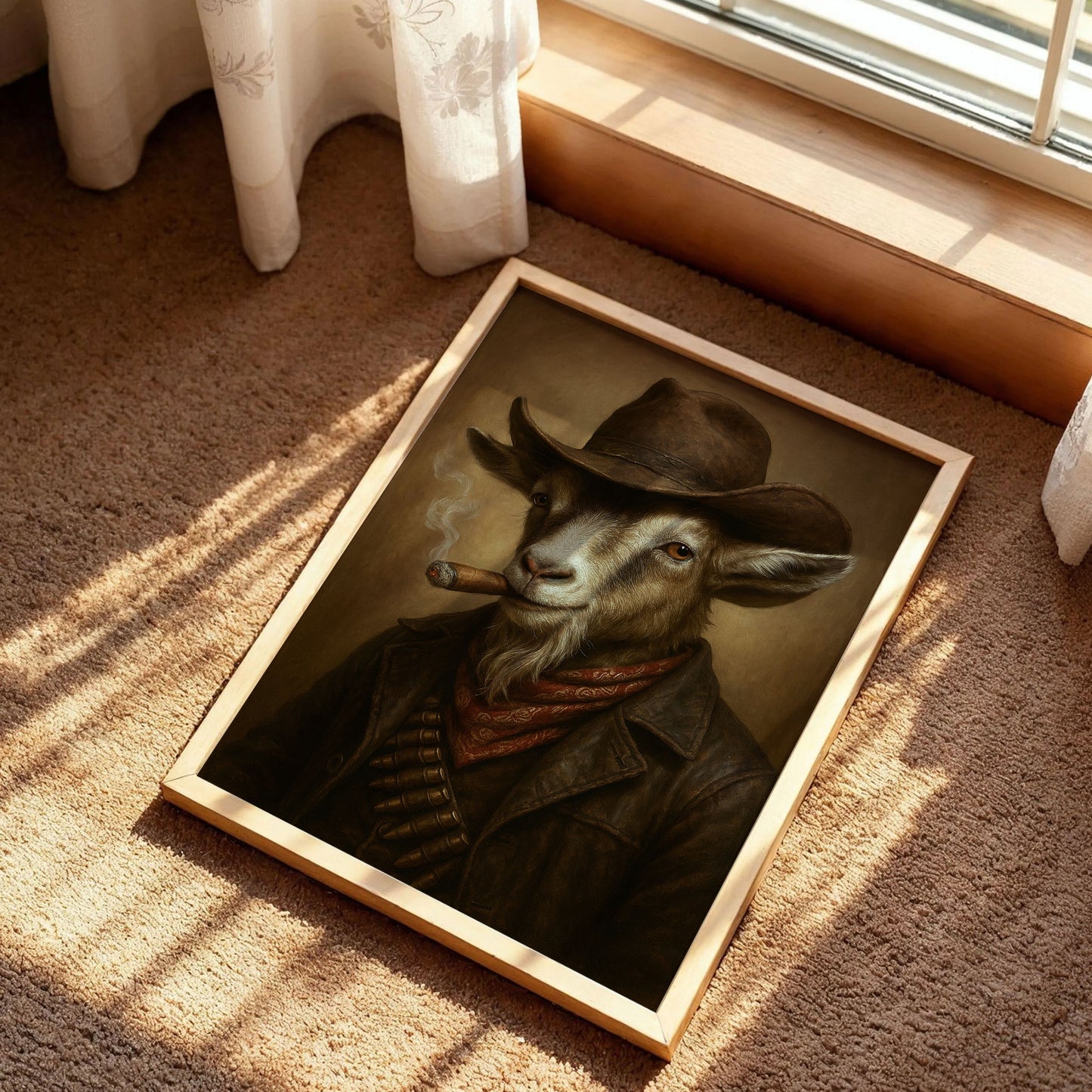 Goat Cowboy Hat Art