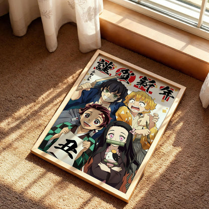 Demon Slayer Tanjiro, Nezuko, Inosuke, and Zenitsu Poster